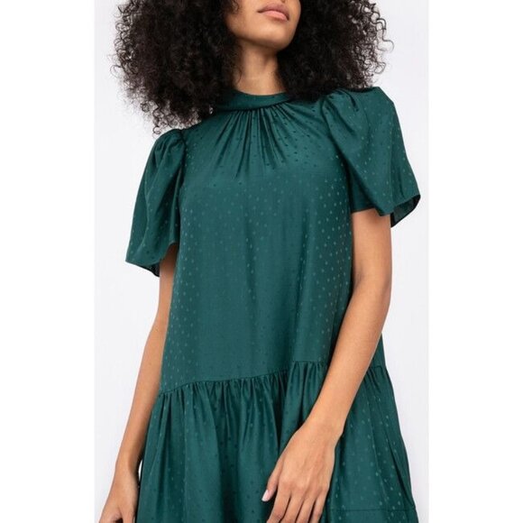 Tanya Taylor Dress 100% Silk Drop Waist Rosie Bottle Green Size XS - Picture 1 of 11